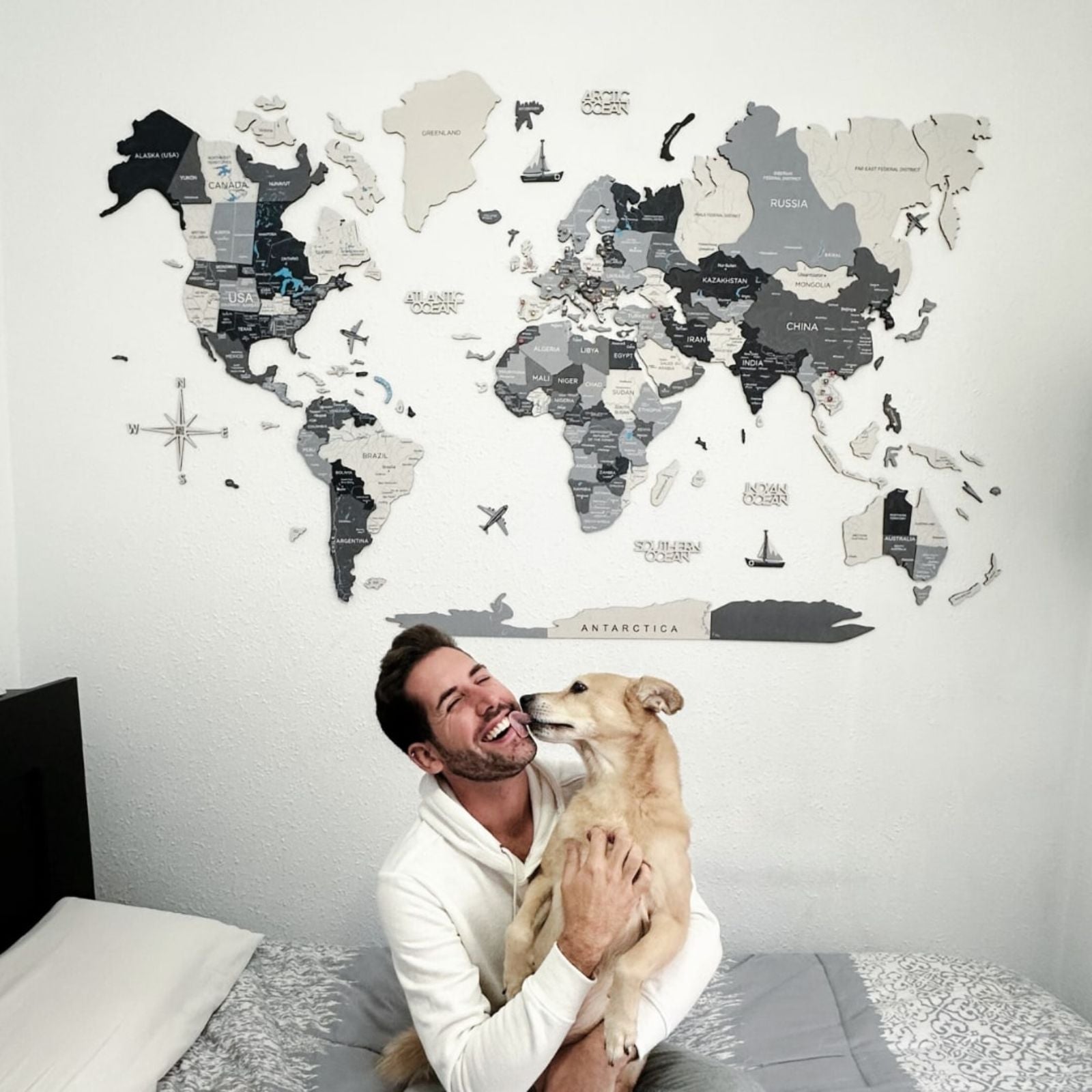 3D Wooden World Map Nordik