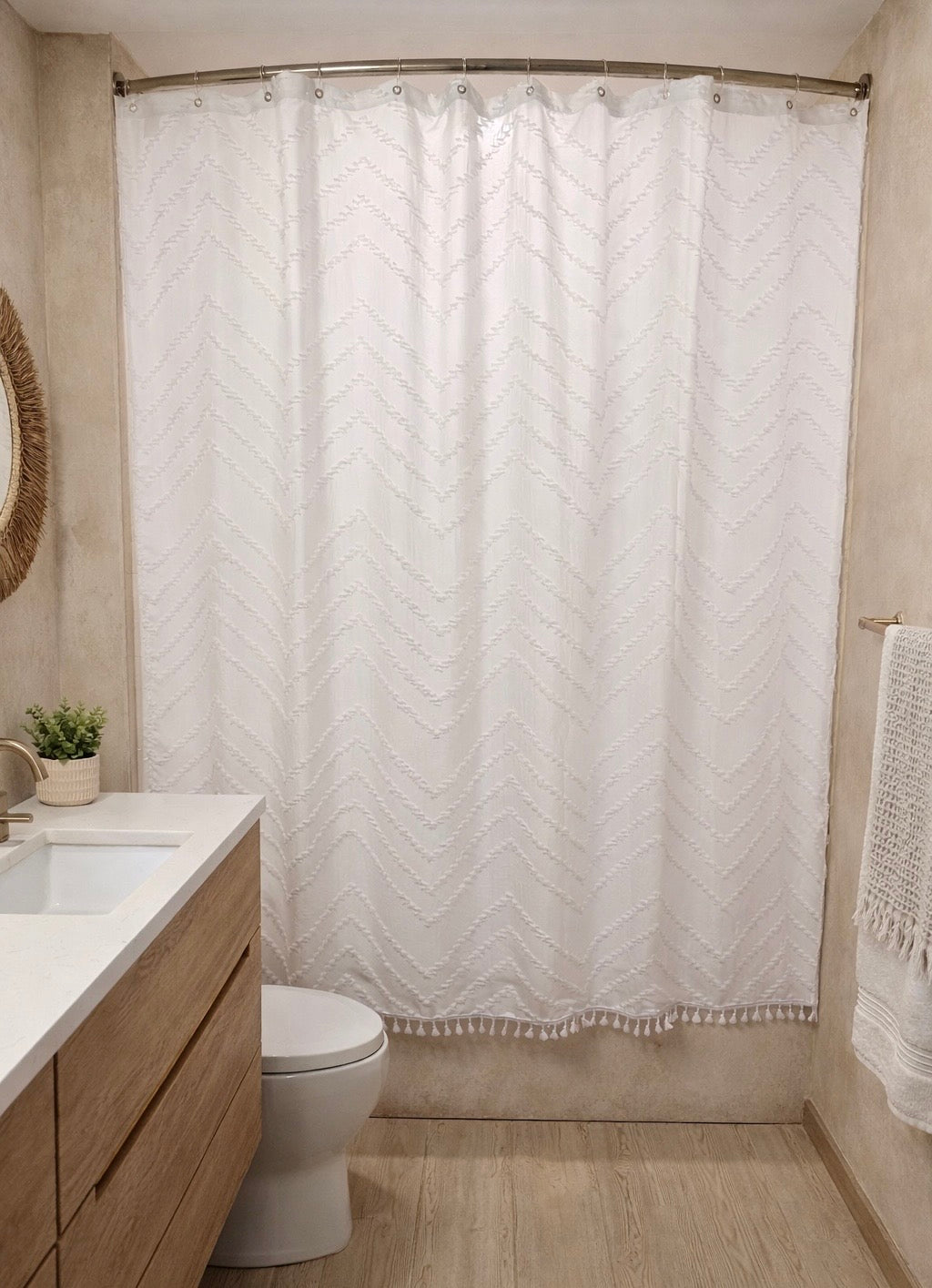 Capri Tufted Chevron Shower Curtain