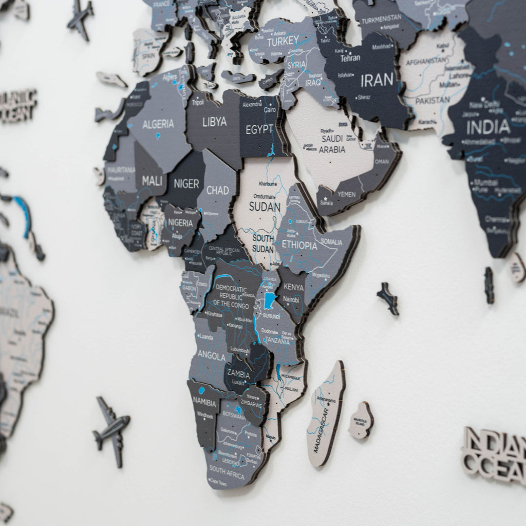 3D Wooden World Map Nordik