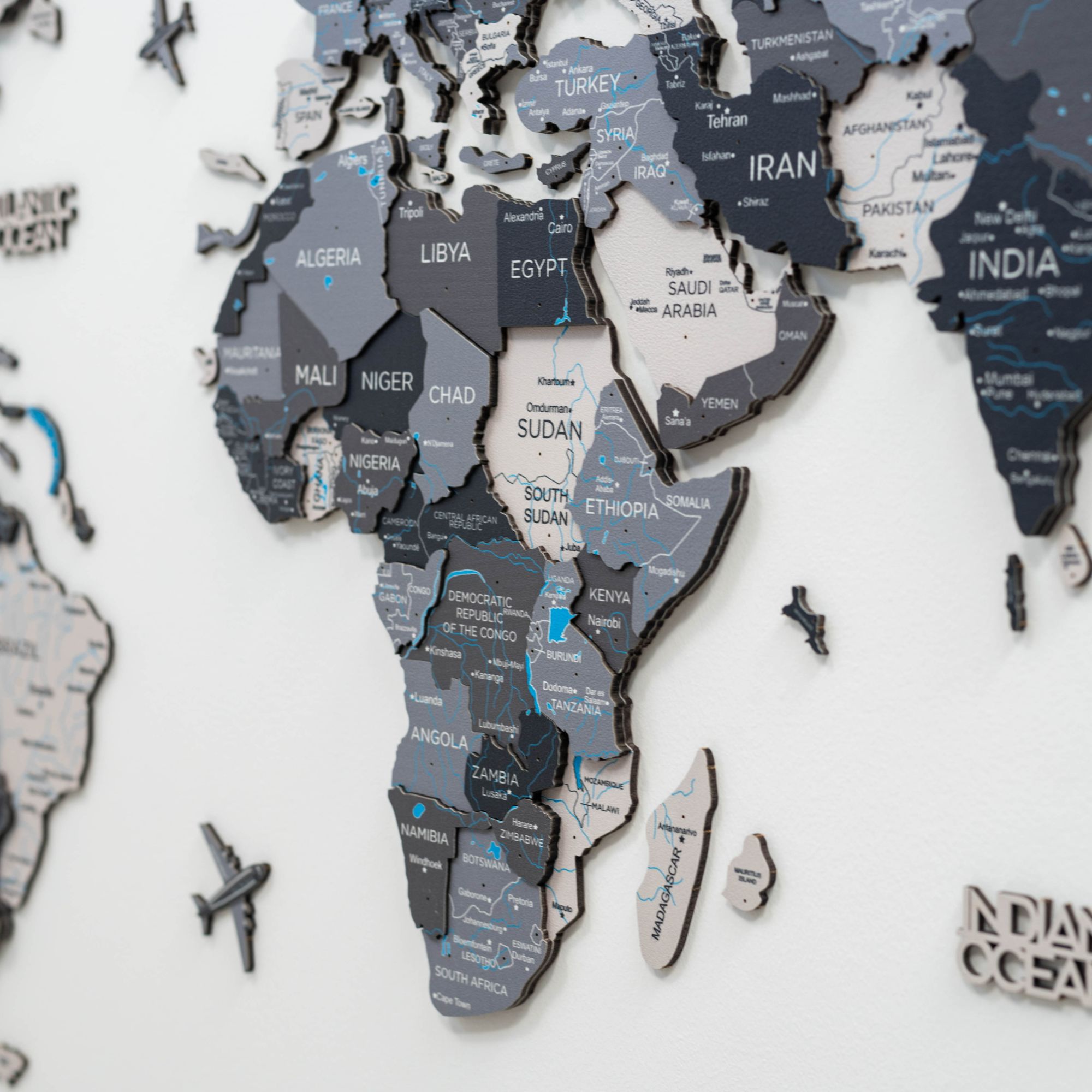 3D Wooden World Map Nordik