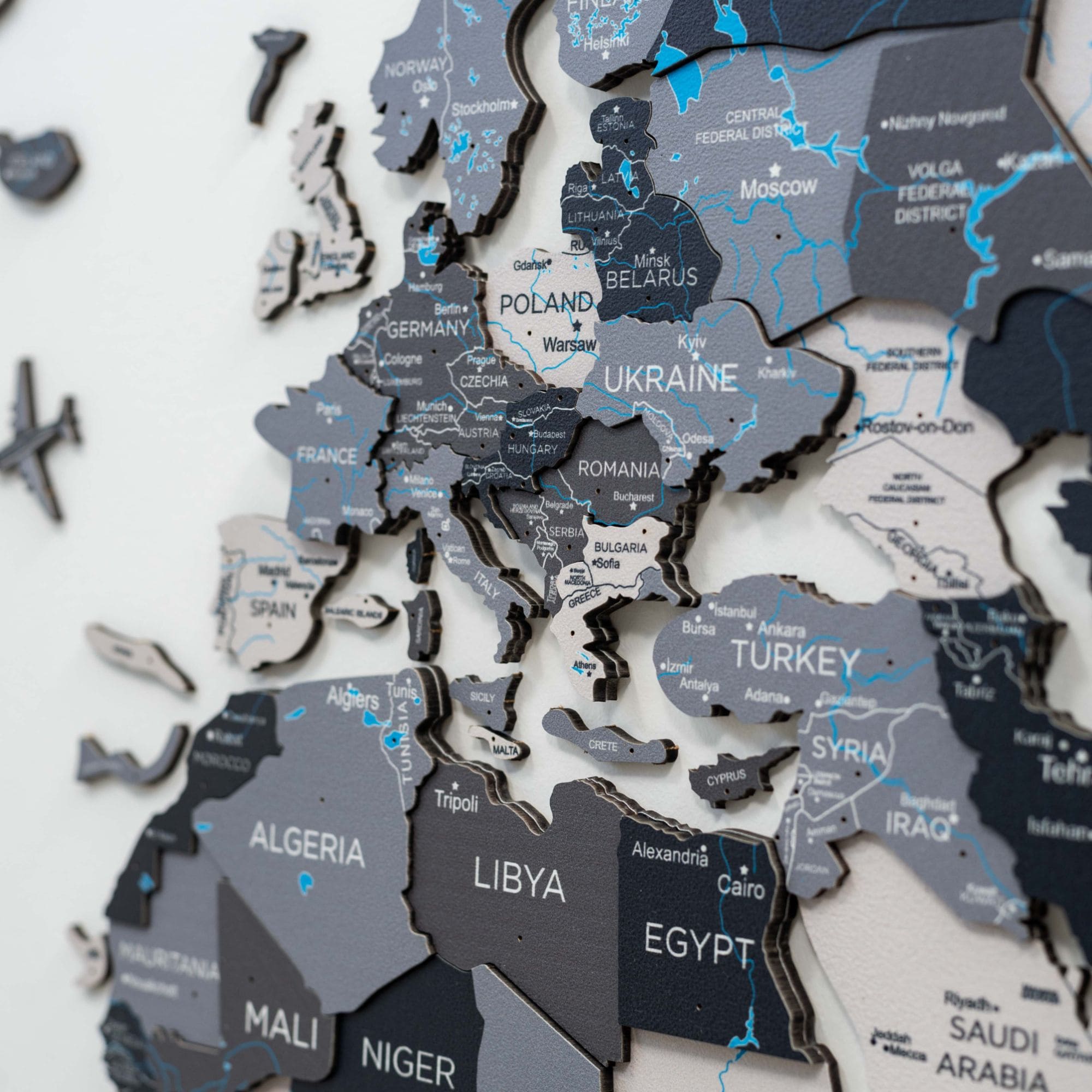 3D Wooden World Map Nordik