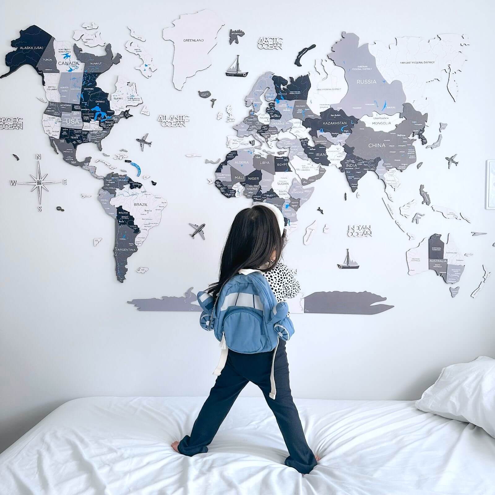 3D Wooden World Map Nordik