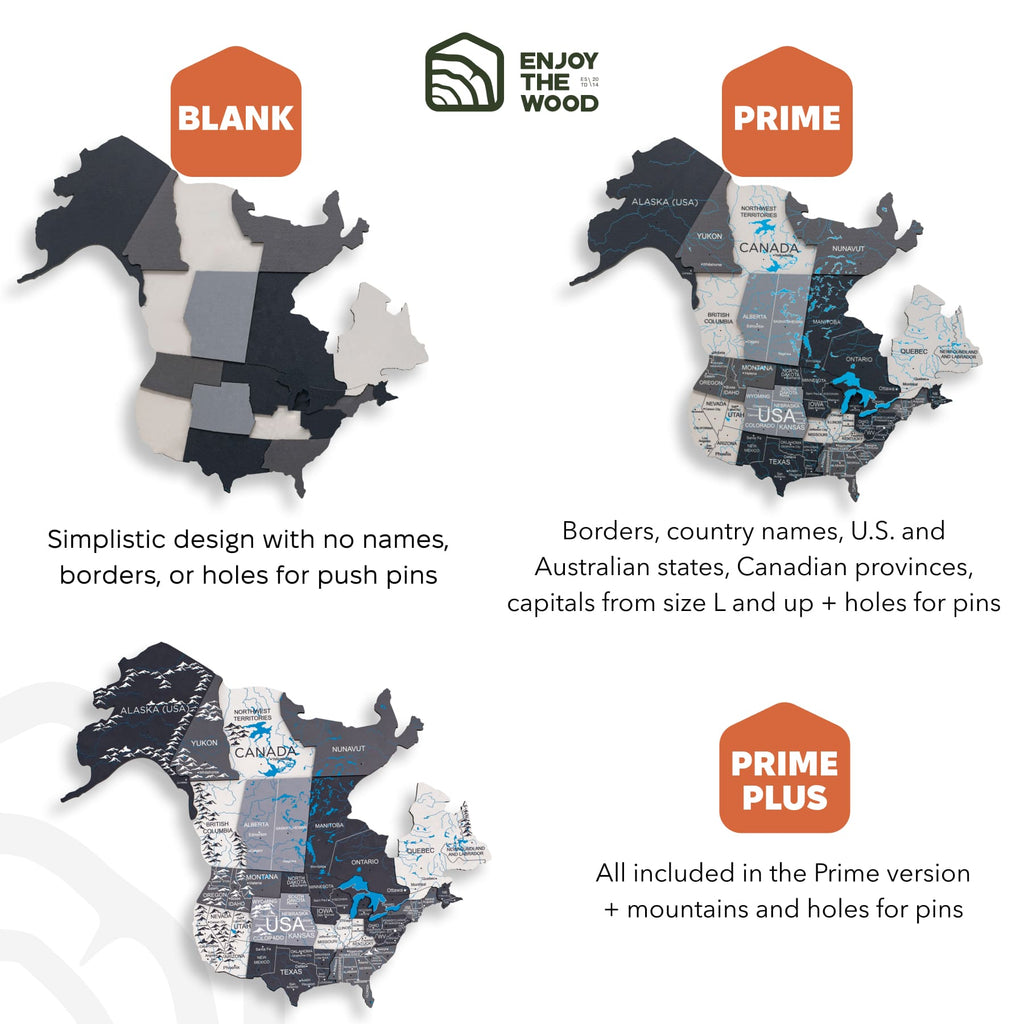 3D Wooden World Map Nordik