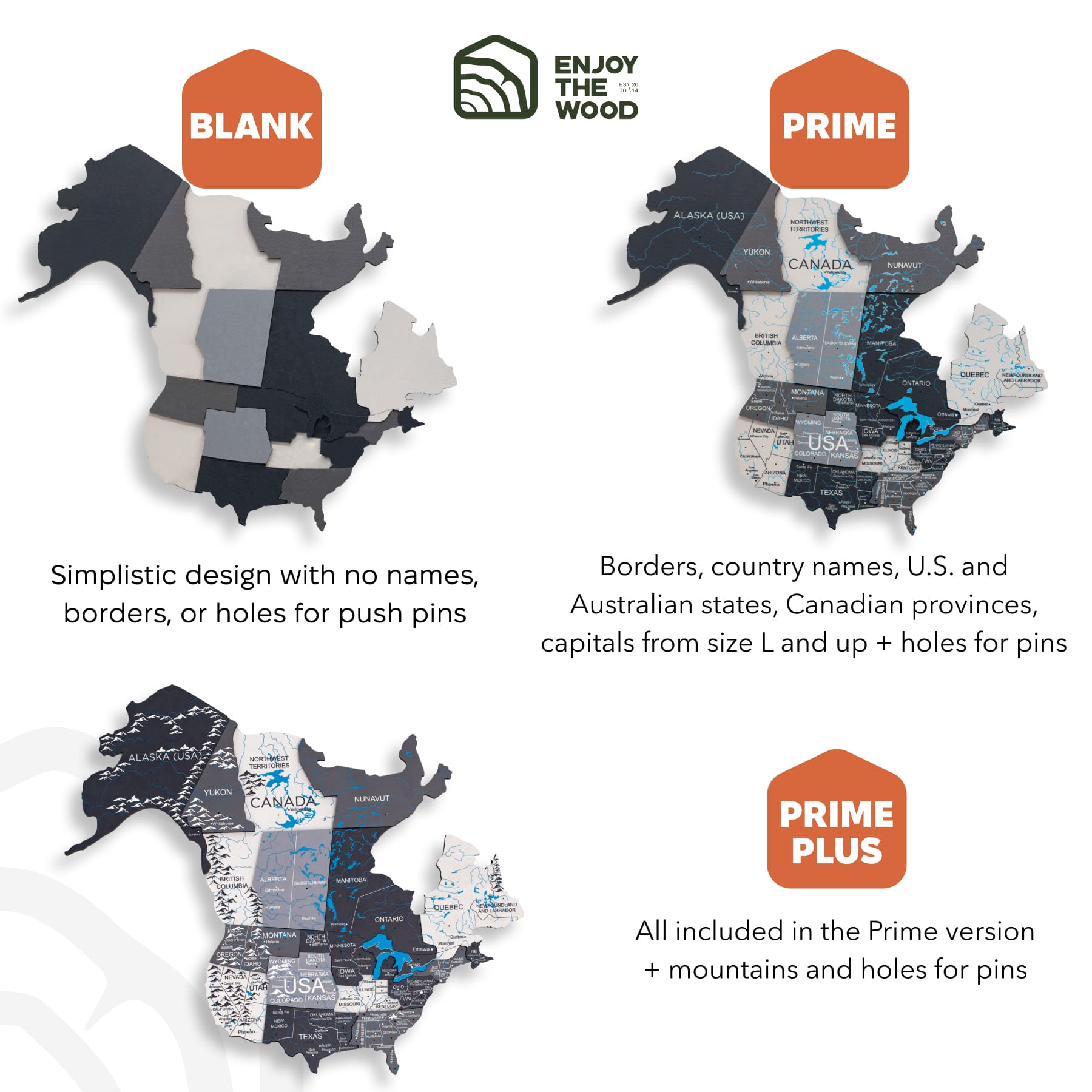 3D Wooden World Map Nordik