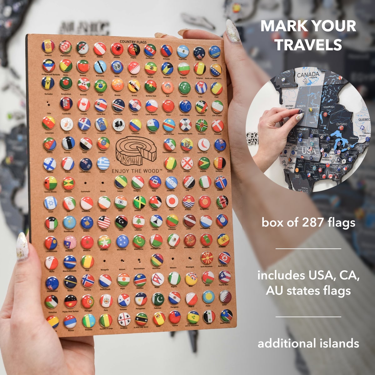 3D Wooden World Map Nordik