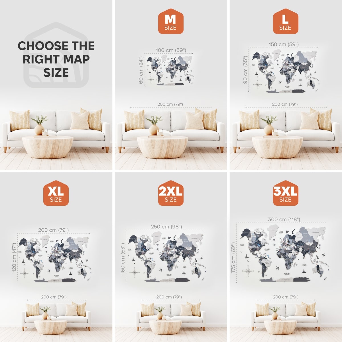 3D Wooden World Map Nordik